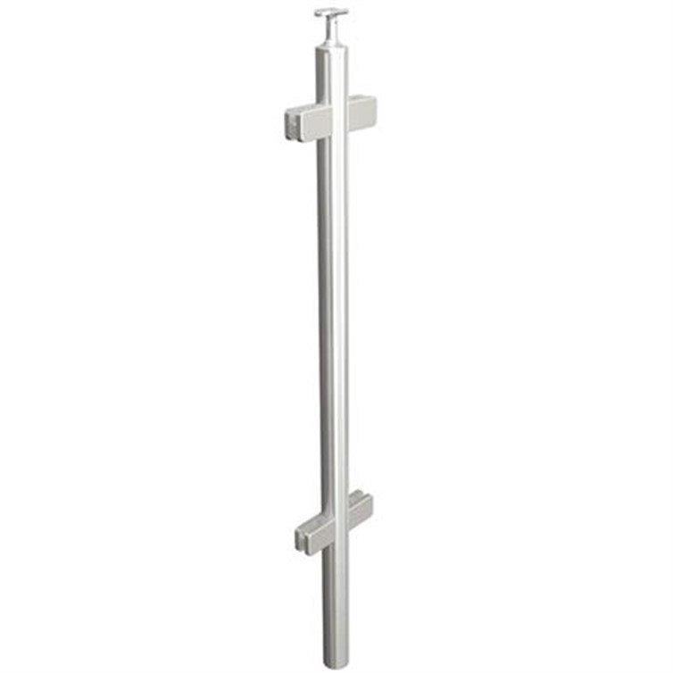 Brushed Stainless Steel Legato Round Mid Post with Square Clips, Embed Mount LG31942AMEM.4