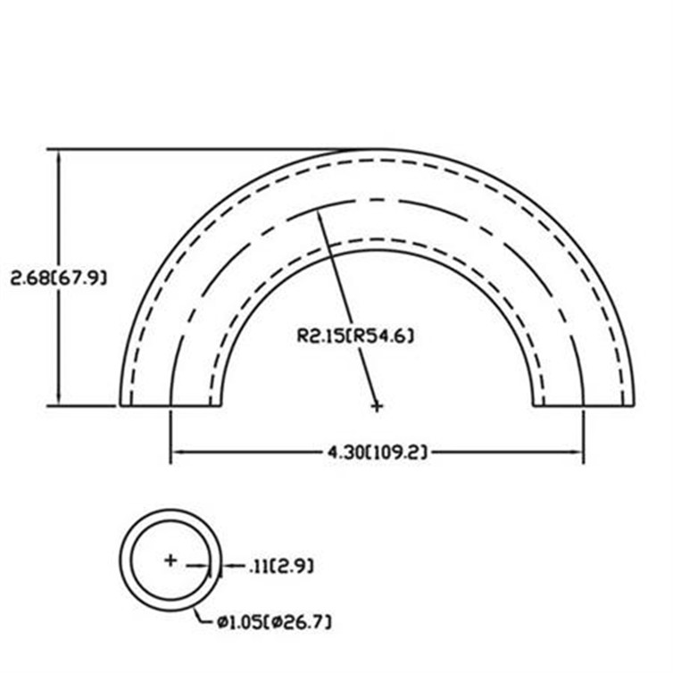 Stainless Steel Flush-Weld 180? Elbow with 1-5/8" Inside Radius for 3/4" Pipe  179-1
