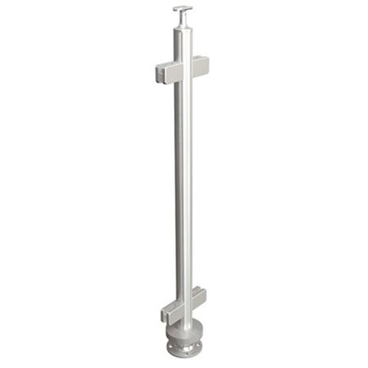 Brushed Stainless Steel Legato Round Mid Post with Square Clips, Surface Mount LG31942AMSM.4