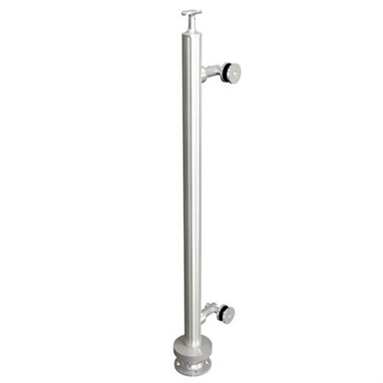 Brushed Stainless Steel Legato Round End Post with Two Point Clip, Surface Mount LG31942CESM.4