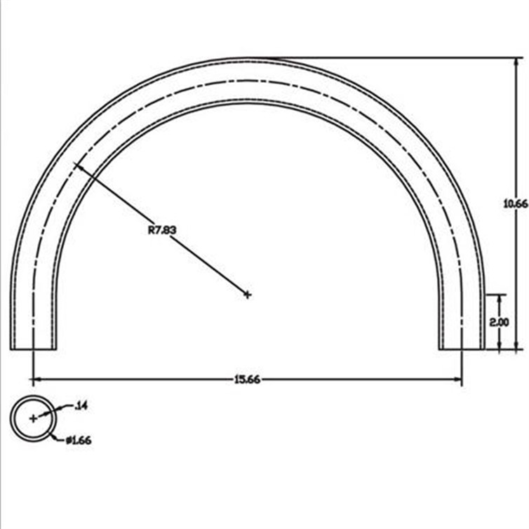 Steel Flush-Weld 180? Elbow with Two 2" Tangents, 7" Inside Radius for 1-1/4" Pipe 8563