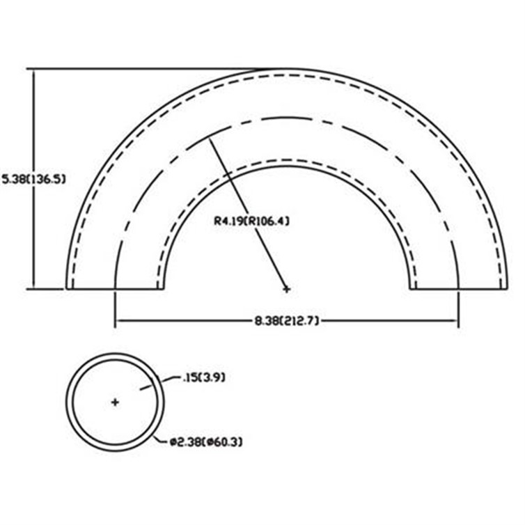 Steel Flush-Weld 180? Elbow with 3" Inside Radius for 2" Pipe 435