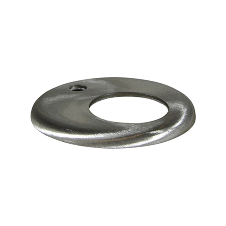 Brushed Stainless Steel Heavy Flush-Base Flange with 1 Offset Mounting Hole for 1-1/4" Pipe 2606R.4