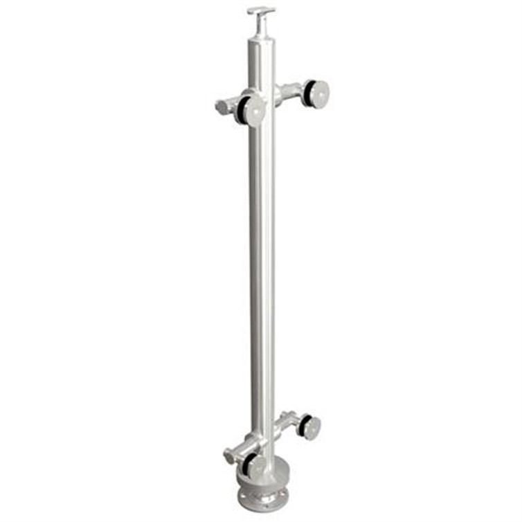 Brushed Stainless Steel Legato Round Mid Post with Two Point Clip, Surface Mount LG31942CMSM.4