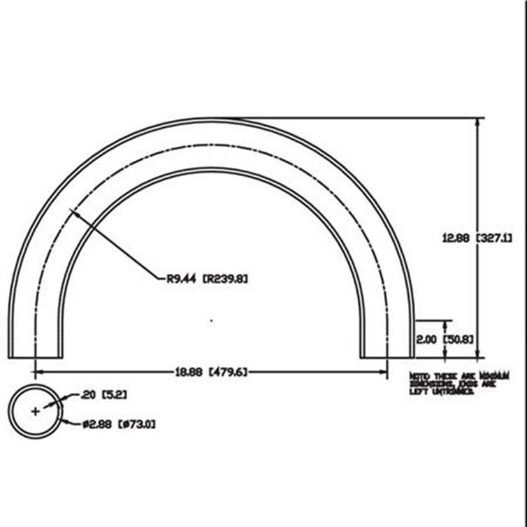 Steel Bent Flush-Weld 180? Elbow w/ 2 Untrimmed Tangents, 8" Inside Radius for 2-1/2" Pipe  8155B