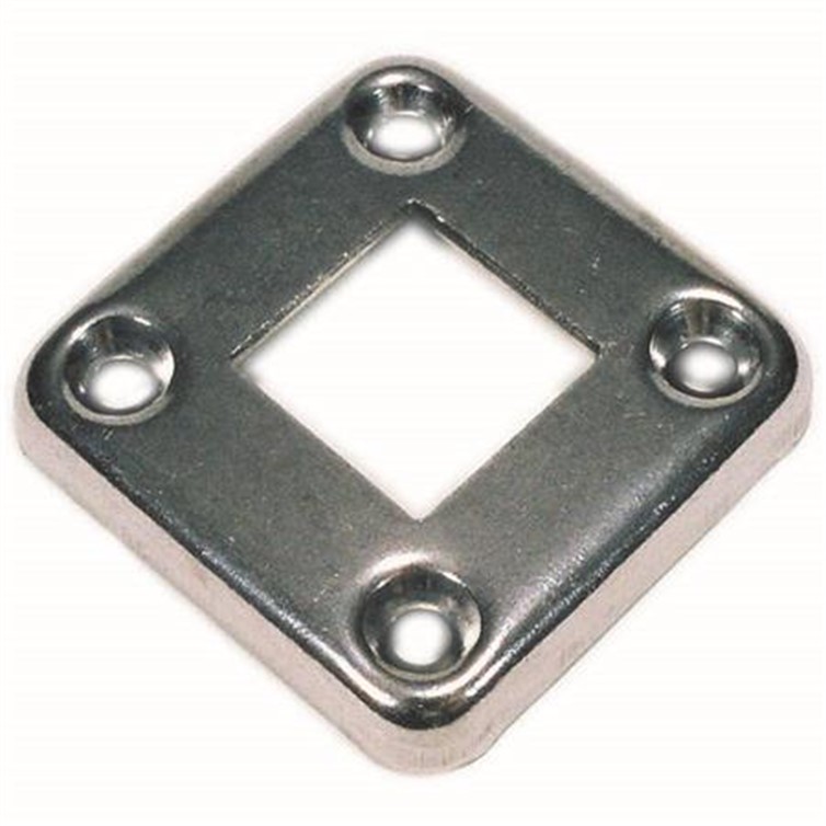 Flush Base, Square Flange, Steel, For .750" Square, Surface Mnt, Mill Fin 8702