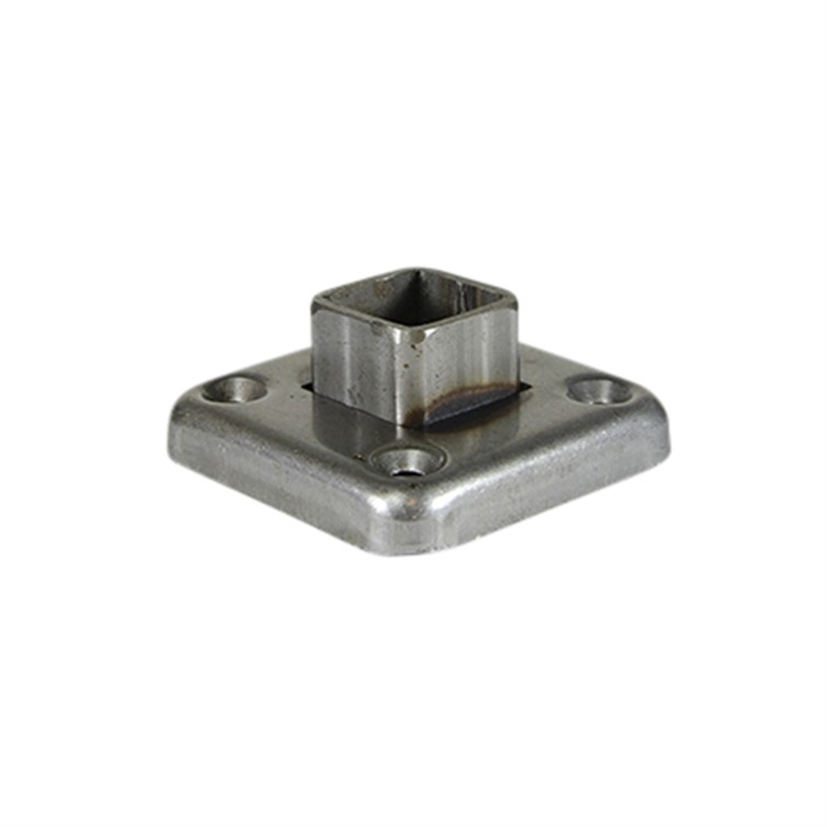 Steel Socket Flange for 1" Square Tube with 3" Square Base with Four Countersunk Holes 8902
