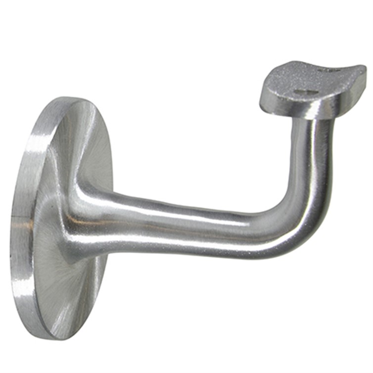 Satin Aluminum Style D Wall Mount Handrail Bracket with One 3/8-16 Tapped Hole, 3-1/4" Projection 4582