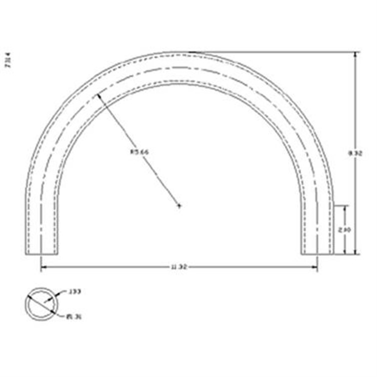 Steel Flush-Weld 180? Elbow with Two 2" Tangents, 5" Inside Radius for 1" Pipe  7014