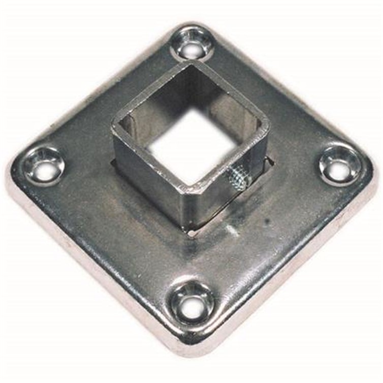 Steel Socket Flange for 1" Square Tube with 3" Square Base with Four Countersunk Holes and Set Screw 8905