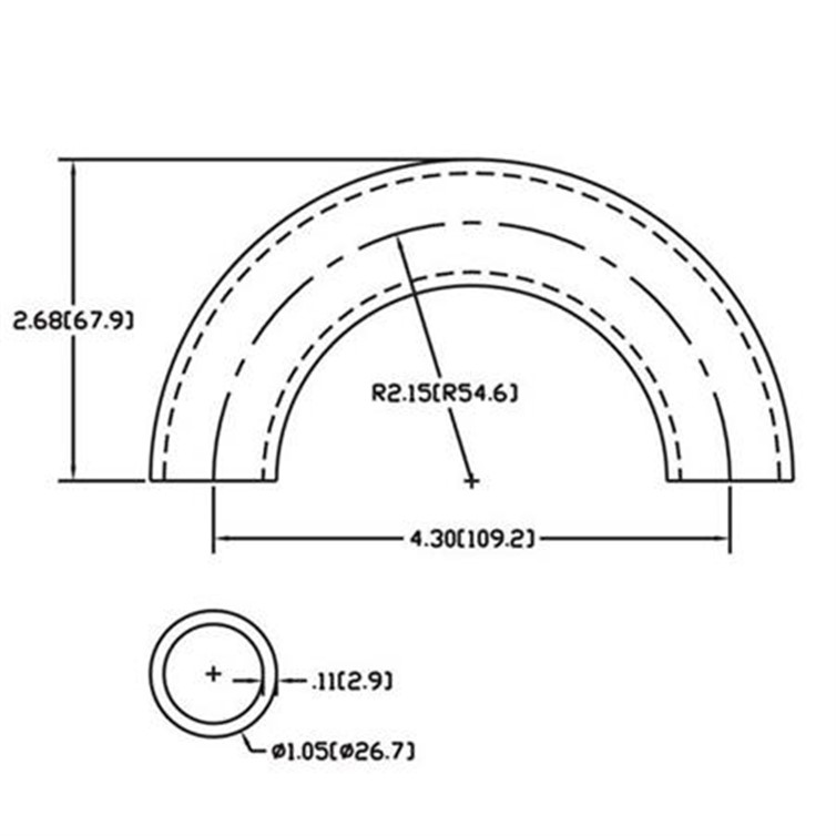Steel Flush-Weld 180? Elbow with 1-5/8" Inside Radius for 3/4" Pipe  159-1