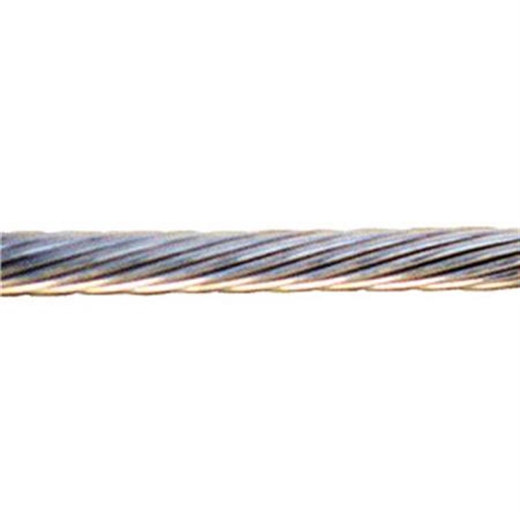 Left Hand Lay Cable, Stainless Steel, 1 X 19, 1/4" Cable, Order By The Foot CR8AS2