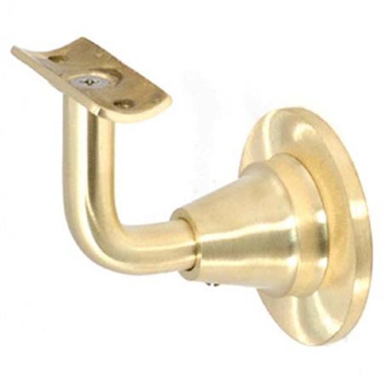 Satin Brass Adjustable Wall Mount Handrail Bracket with One 3/8-16 Tapped Hole GB4384