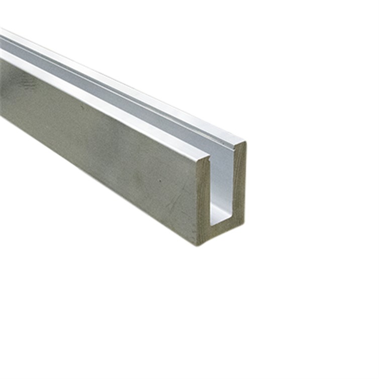 Aluminum Wet Glaze Shoe Moulding, 2.75" by 4.125", for 1/2" Glass, 10' Length w/ Counterbored Holes GR2876HCB-10