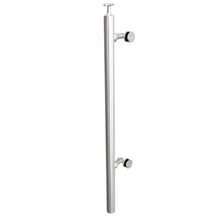 Brushed Stainless Steel Legato Round End Post with Two Point Clip, Embed Mount LG31942CEEM.4