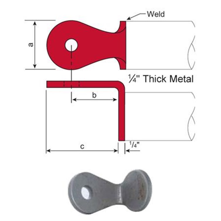 Steel Weld Type Square and Rectangular Post Fitting without Yoke, with 1 Mounting Hole 5024