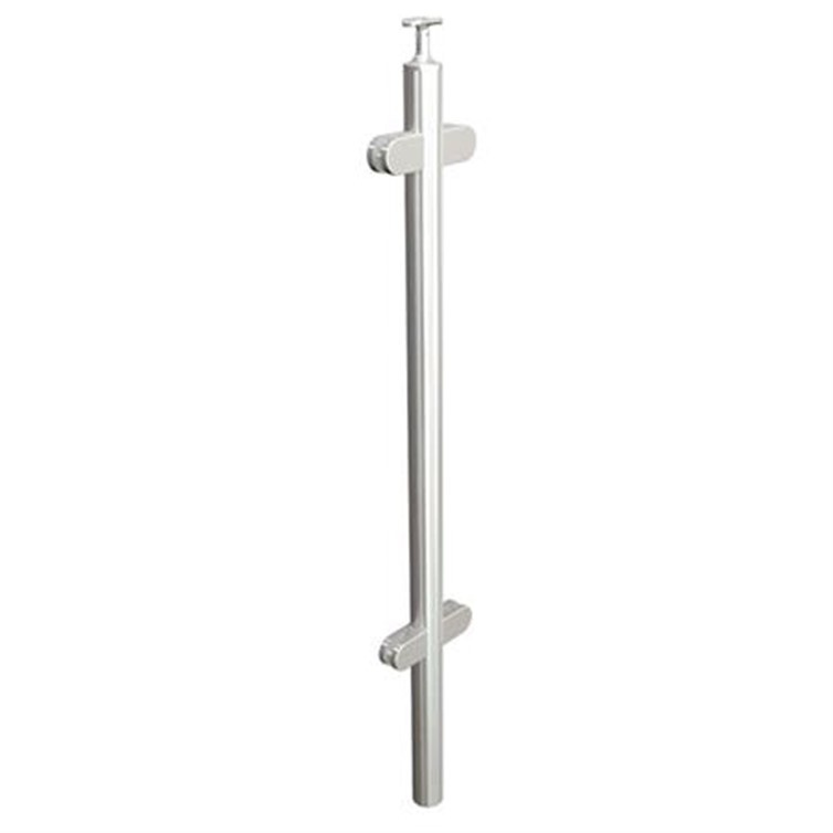 Brushed Stainless Steel Legato Round Mid Post with Round Clips, Embed Mount LG31942BMEM.4