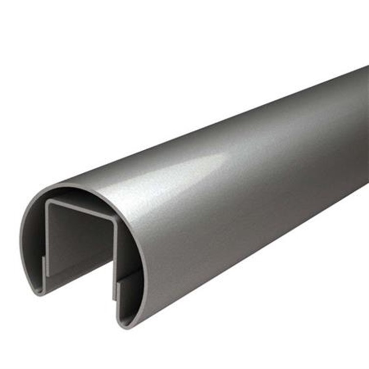 Polished Stainless Steel Slotted Top Rail, 3" Tube for 1/2" Glass, 10' Lengths GR330L.7