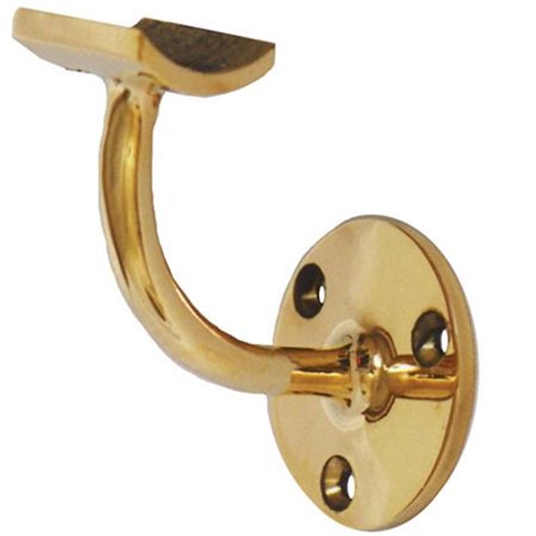 Polished Brass Style D Wall Mount Handrail Bracket for Tube, 2.00" Tube OD, 2-5/8" Projection 142034